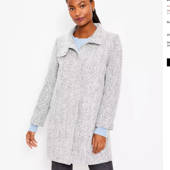 LOFT Jackets & Coats Loft Herringbone Funnel Neck Coat Poshmark